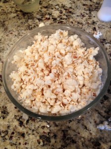 I poured it into a bigger bowl to make tossing easier. See the nice tan color?